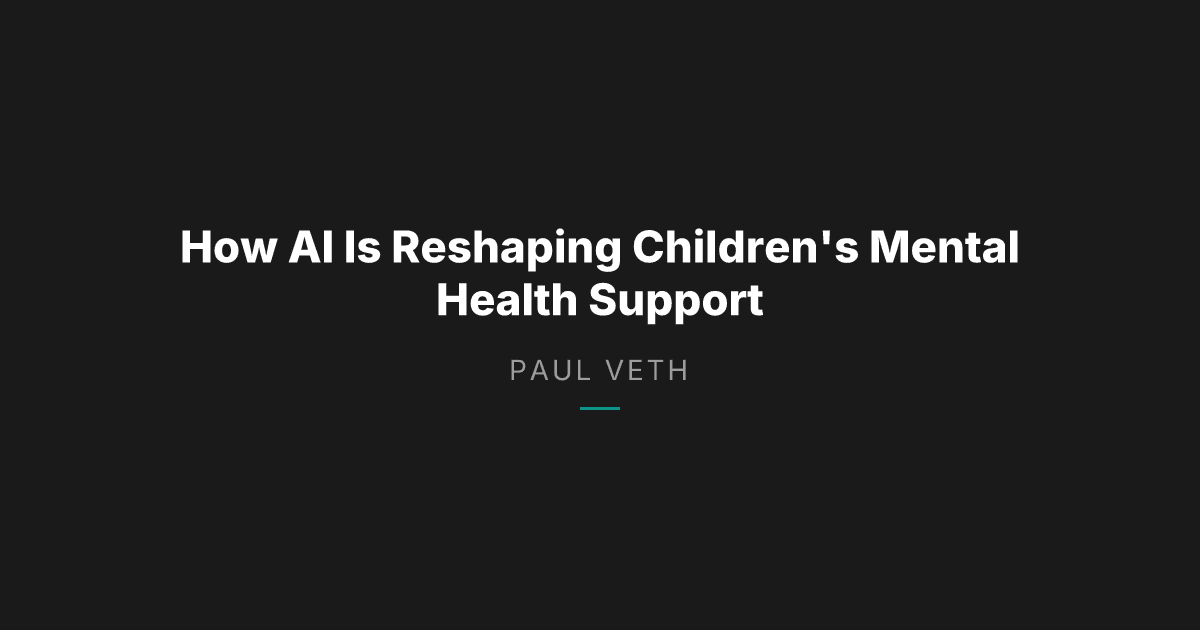 How AI Is Reshaping Children's Mental Health Support